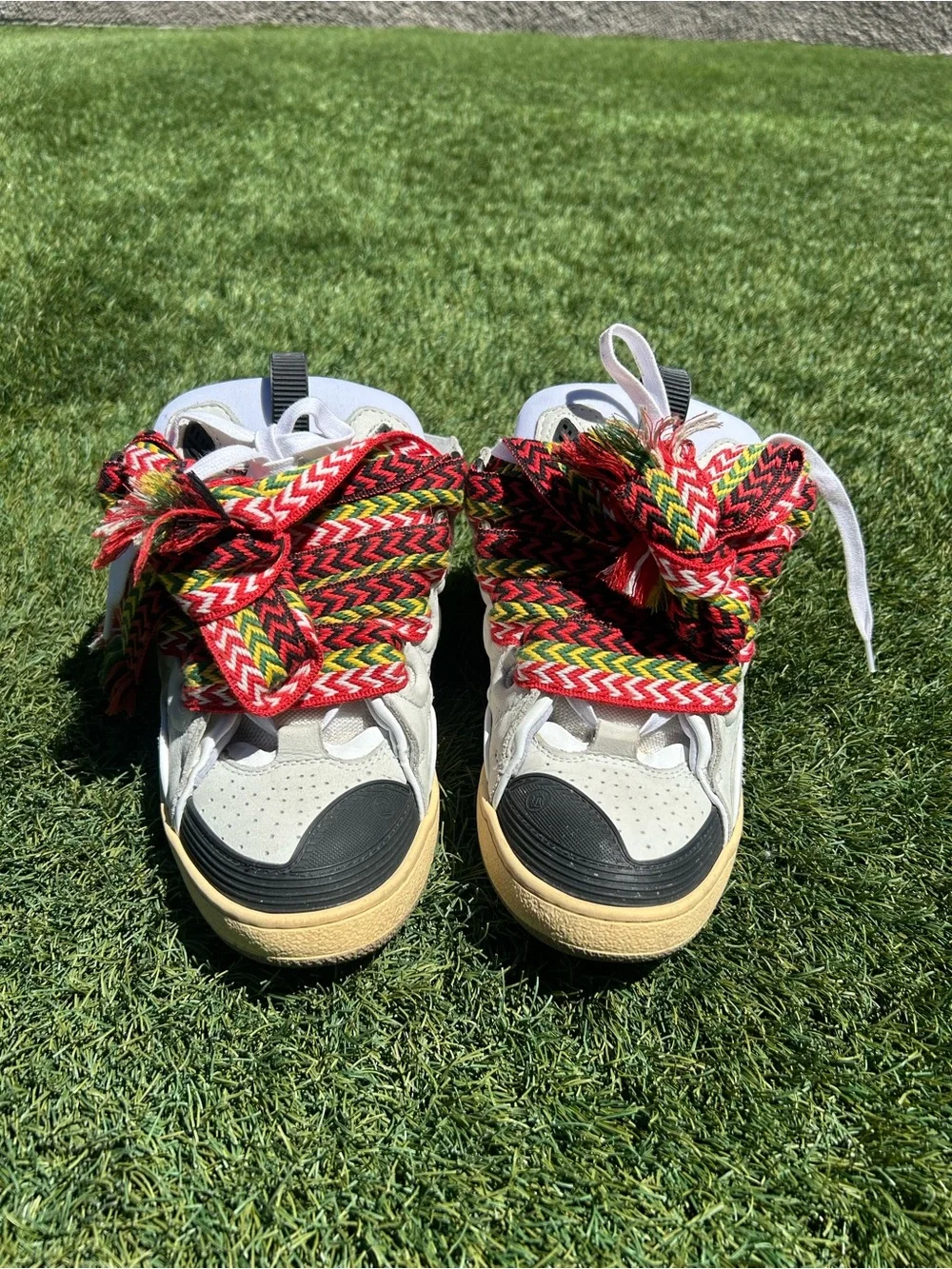 Lanvin White Sneakers with Multicolor Red Accent Laces